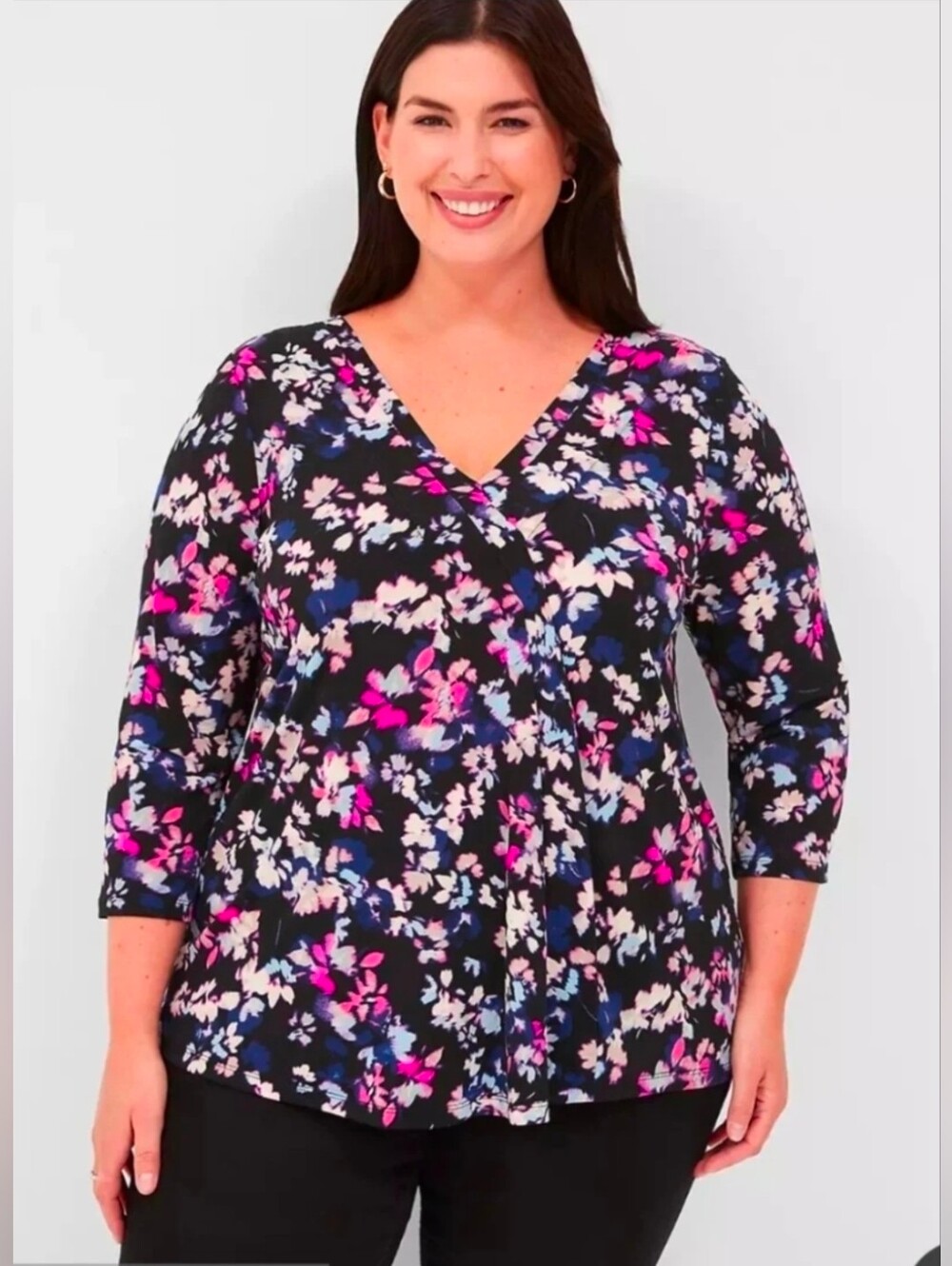 Lane Bryant Swing 3/4-Sleeve Pleat-Front Top Size 18/20